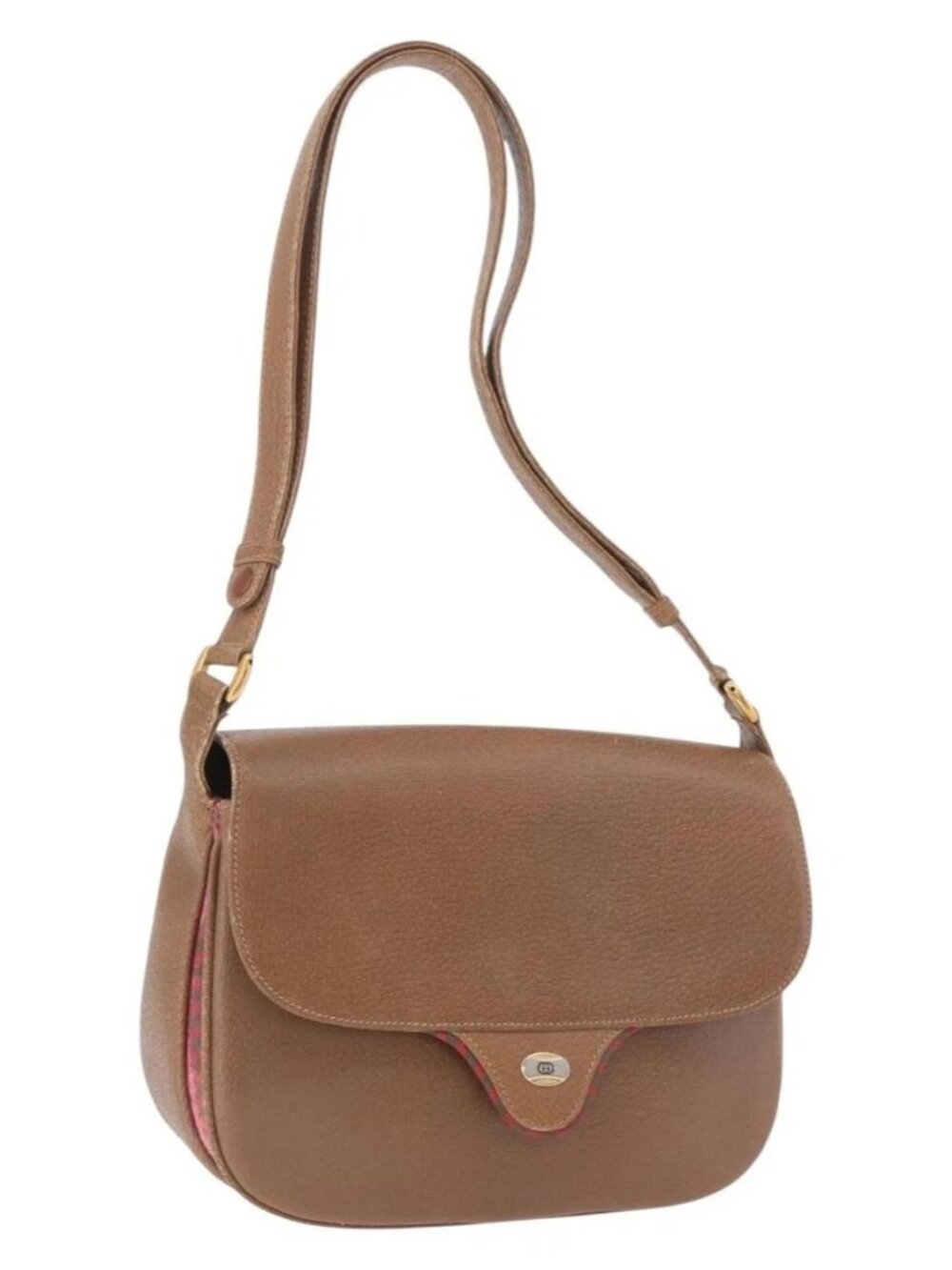 GUCCI Shoulder Bag Leather Gold Brown 72 02 104 Auth 184483